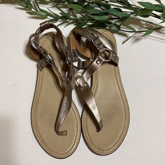 Frye Rachel Womens Open Toe Flat Casual Thong Ring Sandals Bronze Size 8 M - Picture 2 of 6